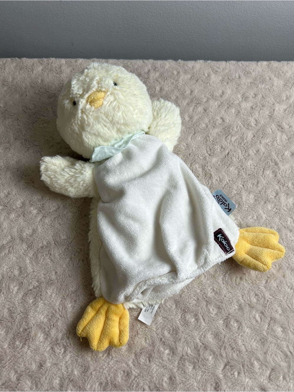Kaloo France Chick Duck Plush Hand Puppet Security Lovey Yellow White Baby Toy